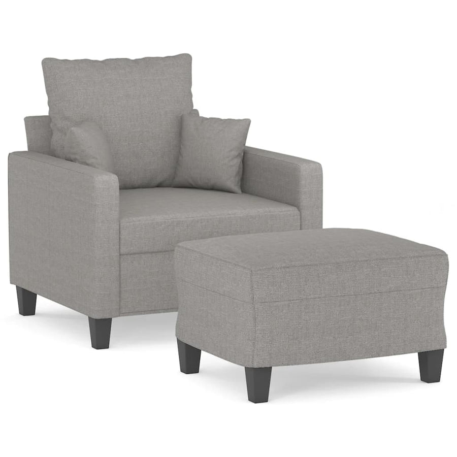 Sofa Chair with Footstool Light Grey 60 cm Fabric