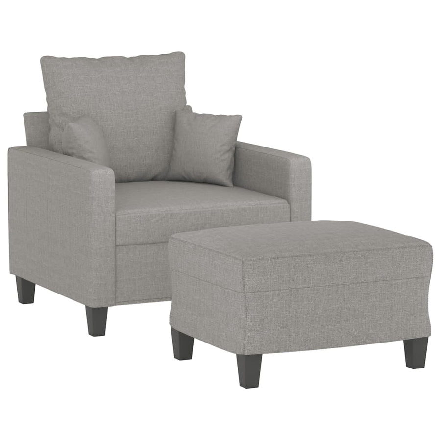 Sofa Chair with Footstool Light Grey 60 cm Fabric