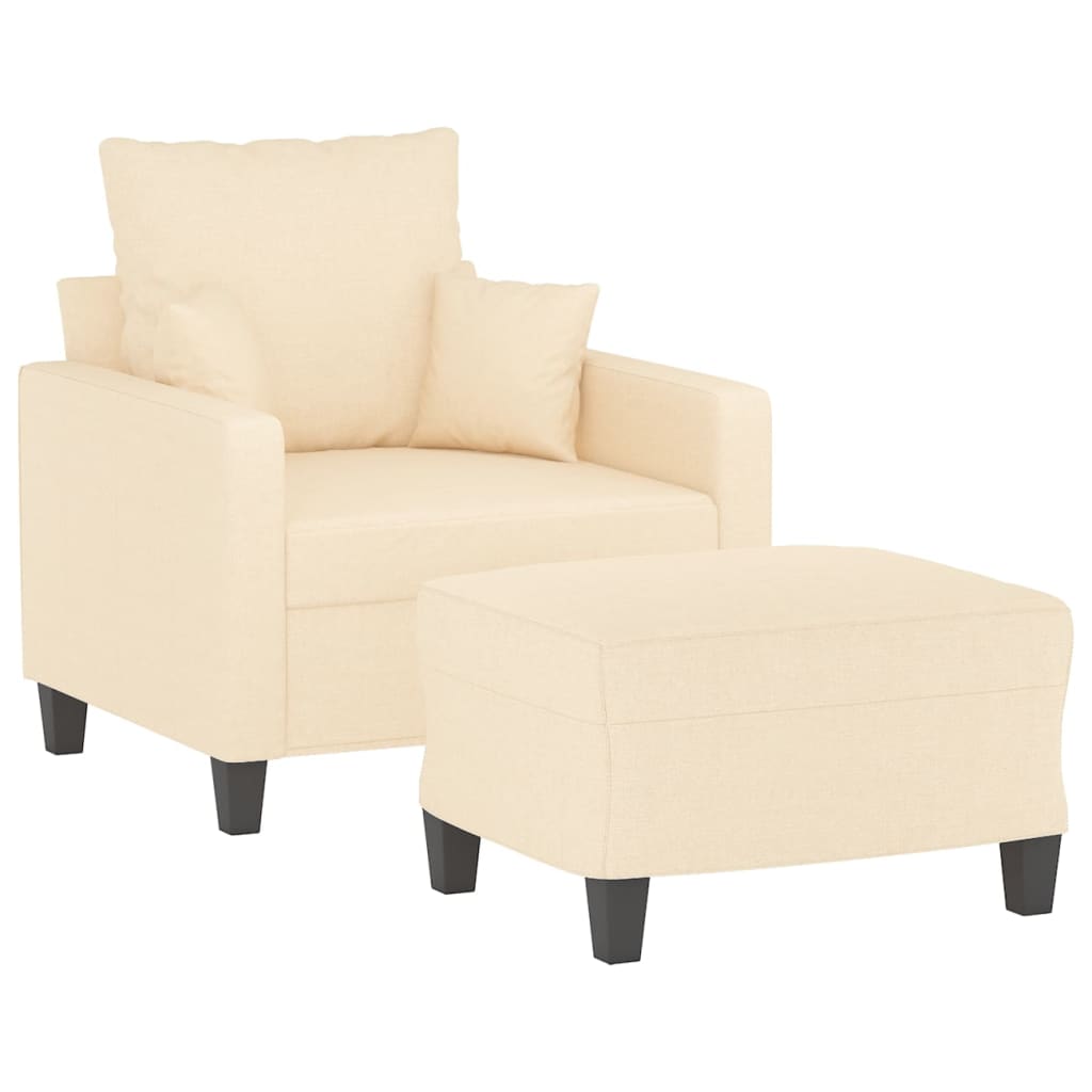 Sofa Chair with Footstool Cream 60 cm Fabric
