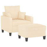 Sofa Chair with Footstool Cream 60 cm Fabric - Side View