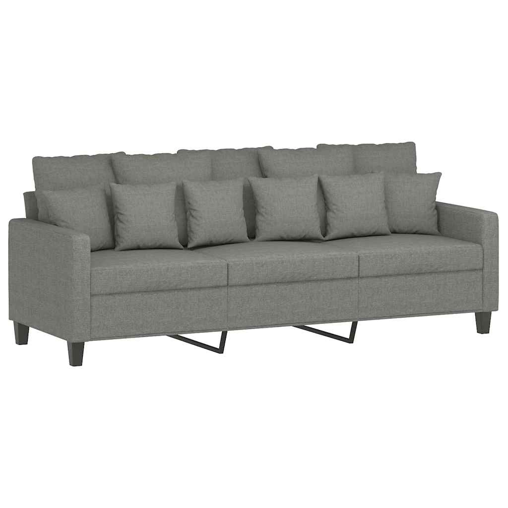 3-Seater Sofa with Footstool Dark Grey 180 cm Fabric