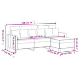 3-Seater Sofa with Footstool Dark Grey 180 cm Fabric - Close-Up Angle