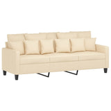 3-Seater Sofa with Footstool Cream 180 cm Fabric