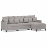 3-Seater Sofa with Footstool Light Grey 210 cm Fabric