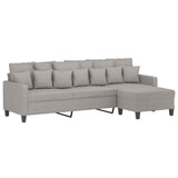3-Seater Sofa with Footstool Light Grey 210 cm Fabric