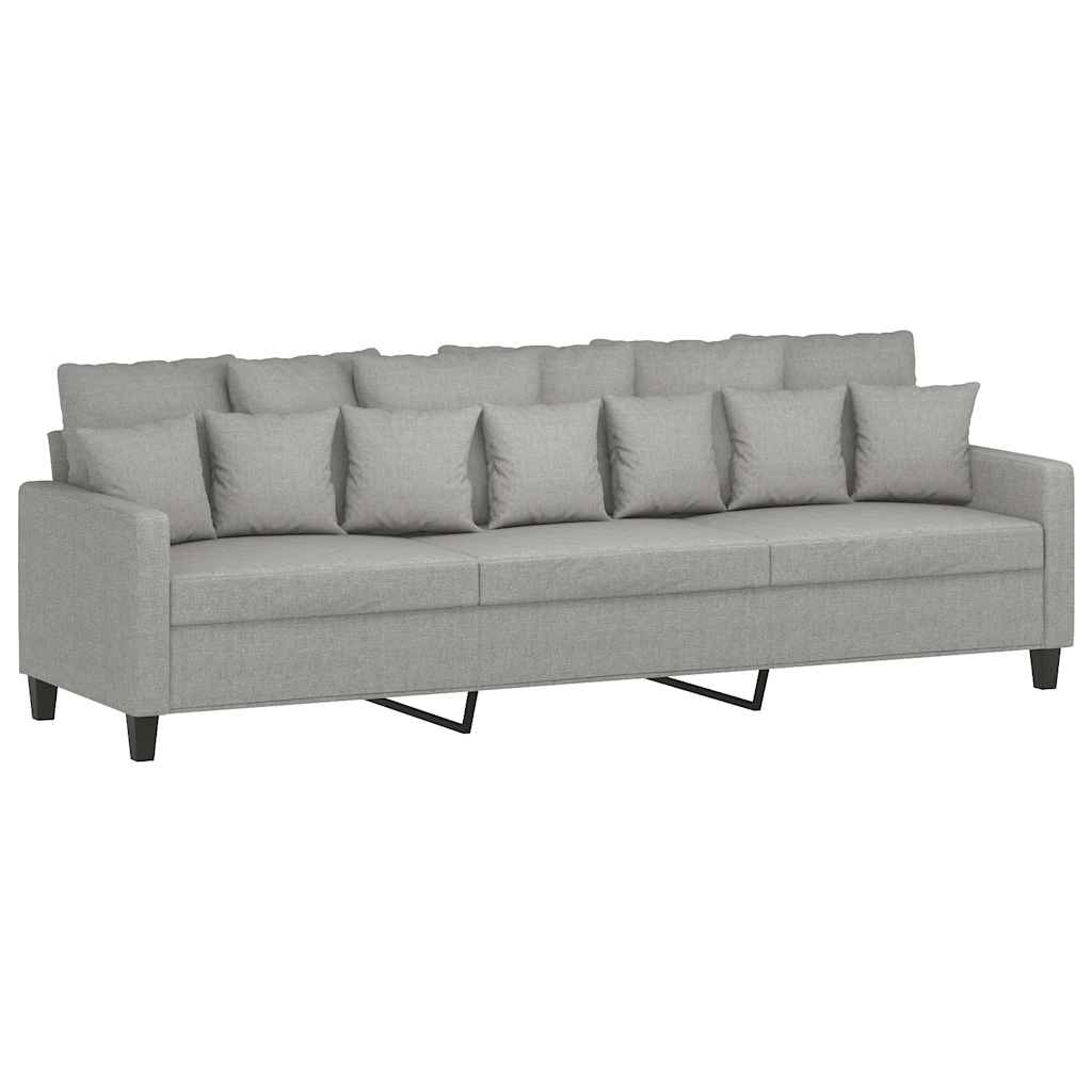 3-Seater Sofa with Footstool Light Grey 210 cm Fabric