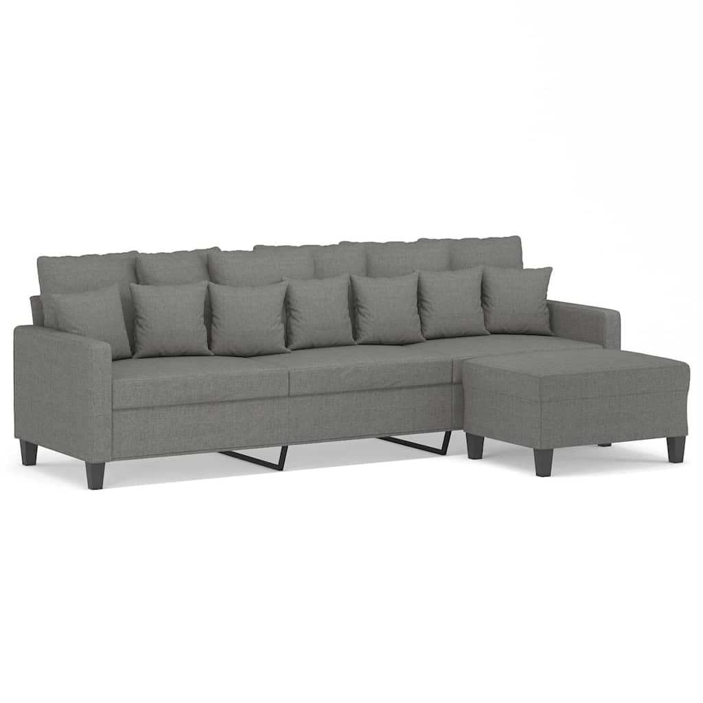 3-Seater Sofa with Footstool Dark Grey 210 cm Fabric