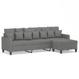 3-Seater Sofa with Footstool Dark Grey 210 cm Fabric - Front View