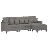 3-Seater Sofa with Footstool Dark Grey 210 cm Fabric