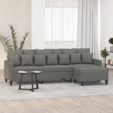 3-Seater Sofa with Footstool Dark Grey 210 cm Fabric