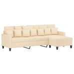 3-Seater Sofa with Footstool Cream 210 cm Fabric