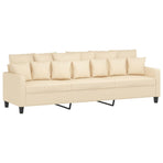 3-Seater Sofa with Footstool Cream 210 cm Fabric