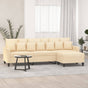 3-Seater Sofa with Footstool Cream 210 cm Fabric