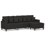 3-Seater Sofa with Footstool Black 210 cm Fabric
