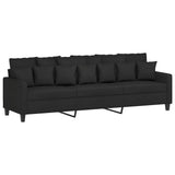 3-Seater Sofa with Footstool Black 210 cm Fabric