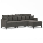 3-Seater Sofa with Footstool Dark Grey 210 cm Velvet