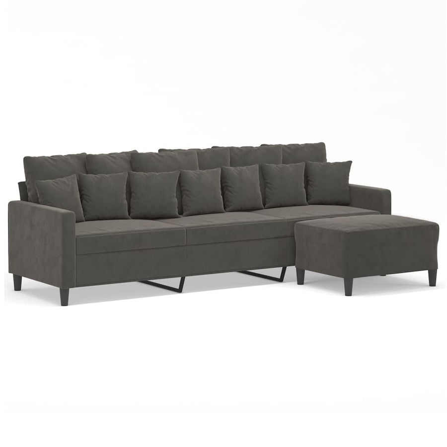 3-Seater Sofa with Footstool Dark Grey 210 cm Velvet