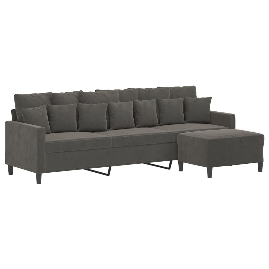 3-Seater Sofa with Footstool Dark Grey 210 cm Velvet