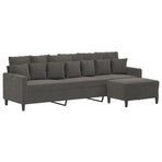 3-Seater Sofa with Footstool Dark Grey 210 cm Velvet
