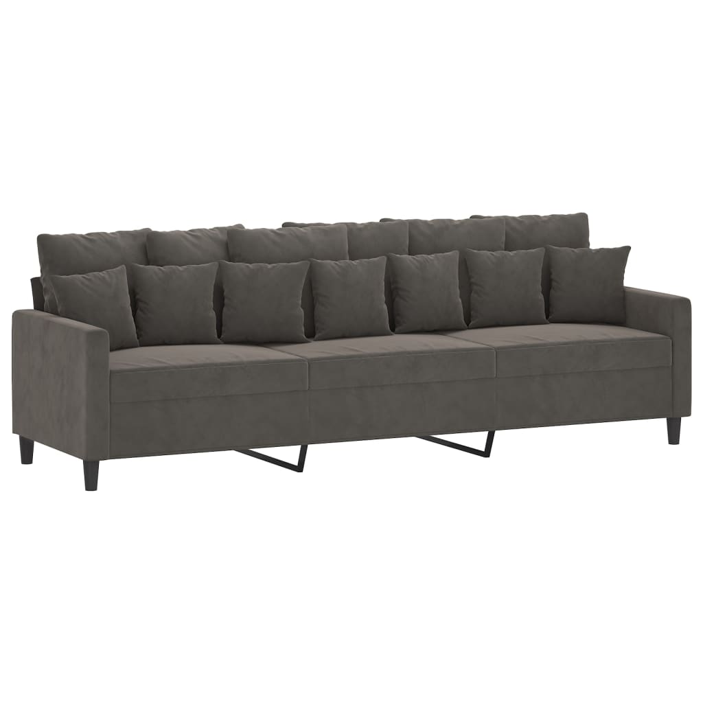 3-Seater Sofa with Footstool Dark Grey 210 cm Velvet