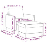 Sofa Chair with Footstool Black 60 cm Faux Leather - Close-Up Angle