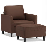Sofa Chair with Footstool Brown 60 cm Faux Leather