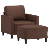 Sofa Chair with Footstool Brown 60 cm Faux Leather