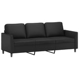 3-Seater Sofa with Footstool Black 180 cm Faux Leather
