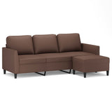 3-Seater Sofa with Footstool Brown 180 cm Faux Leather