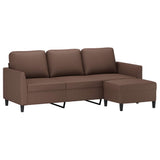 3-Seater Sofa with Footstool Brown 180 cm Faux Leather