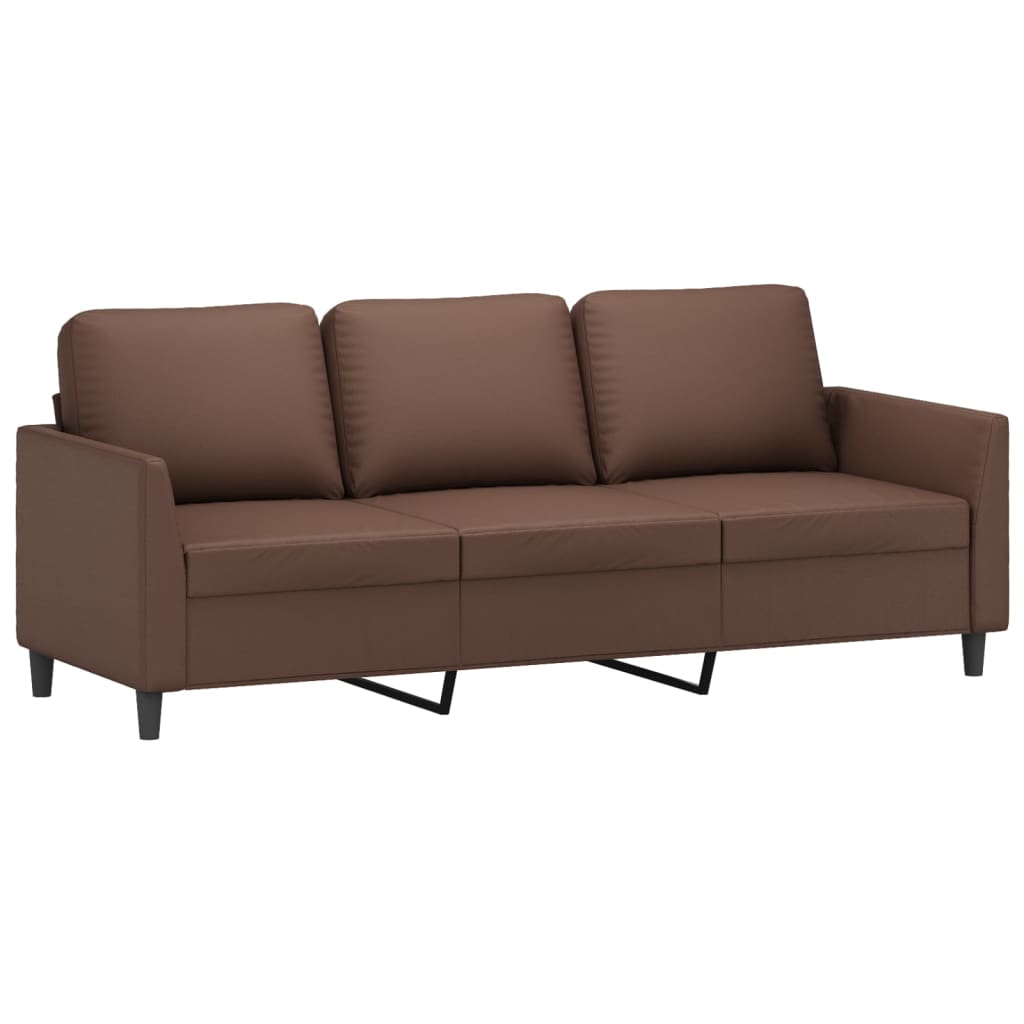 3-Seater Sofa with Footstool Brown 180 cm Faux Leather