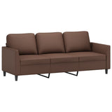 3-Seater Sofa with Footstool Brown 180 cm Faux Leather