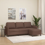 3-Seater Sofa with Footstool Brown 180 cm Faux Leather