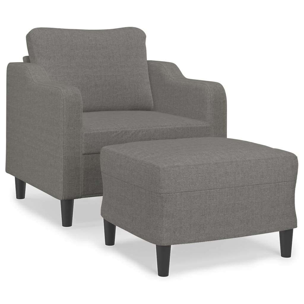 Sofa Chair with Footstool Dark Grey 60 cm Fabric