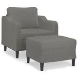 Sofa Chair with Footstool Dark Grey 60 cm Fabric
