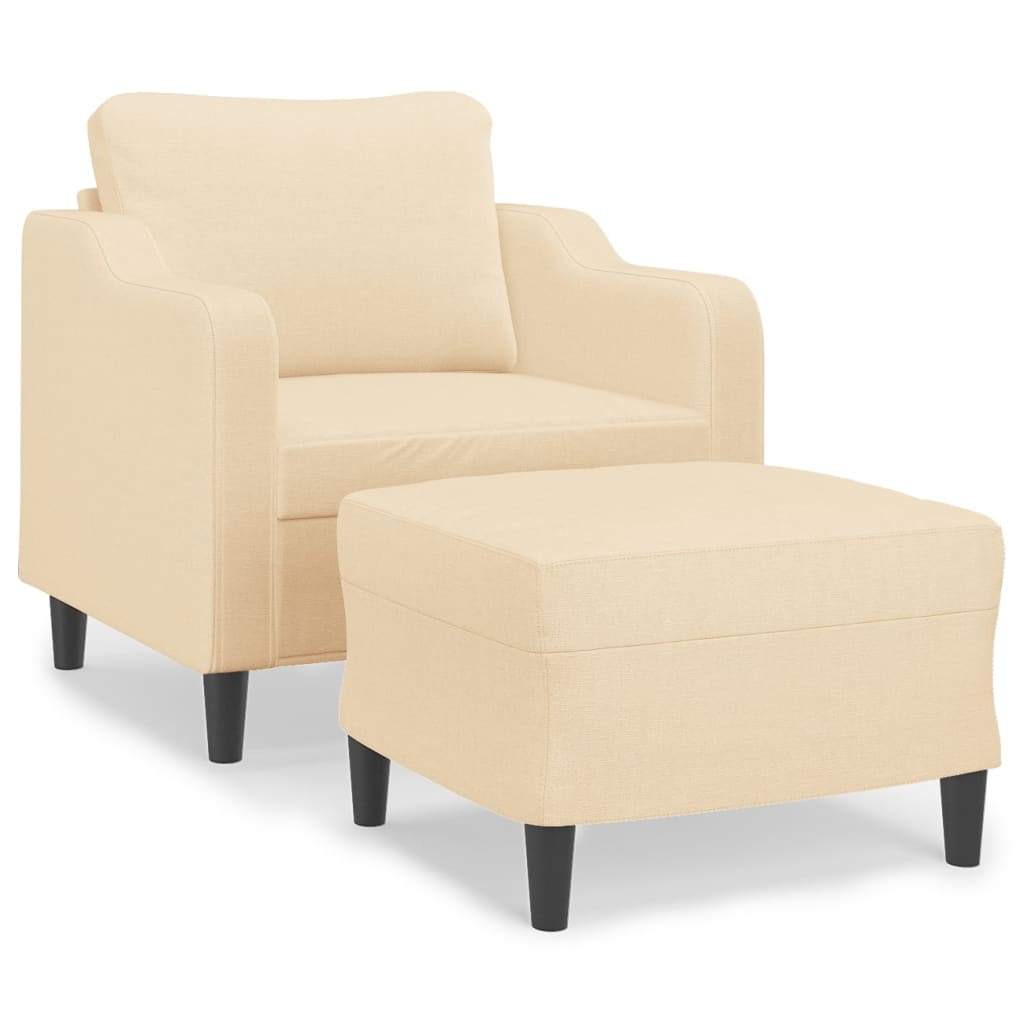 Sofa Chair with Footstool Cream 60 cm Fabric