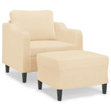Sofa Chair with Footstool Cream 60 cm Fabric - Front View