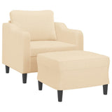 Sofa Chair with Footstool Cream 60 cm Fabric