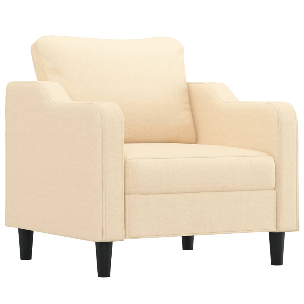 Sofa Chair with Footstool Cream 60 cm Fabric