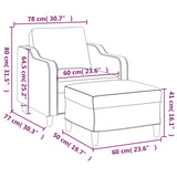 Sofa Chair with Footstool Cream 60 cm Fabric