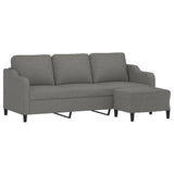 3-Seater Sofa with Footstool Dark Grey 180 cm Fabric - Side View