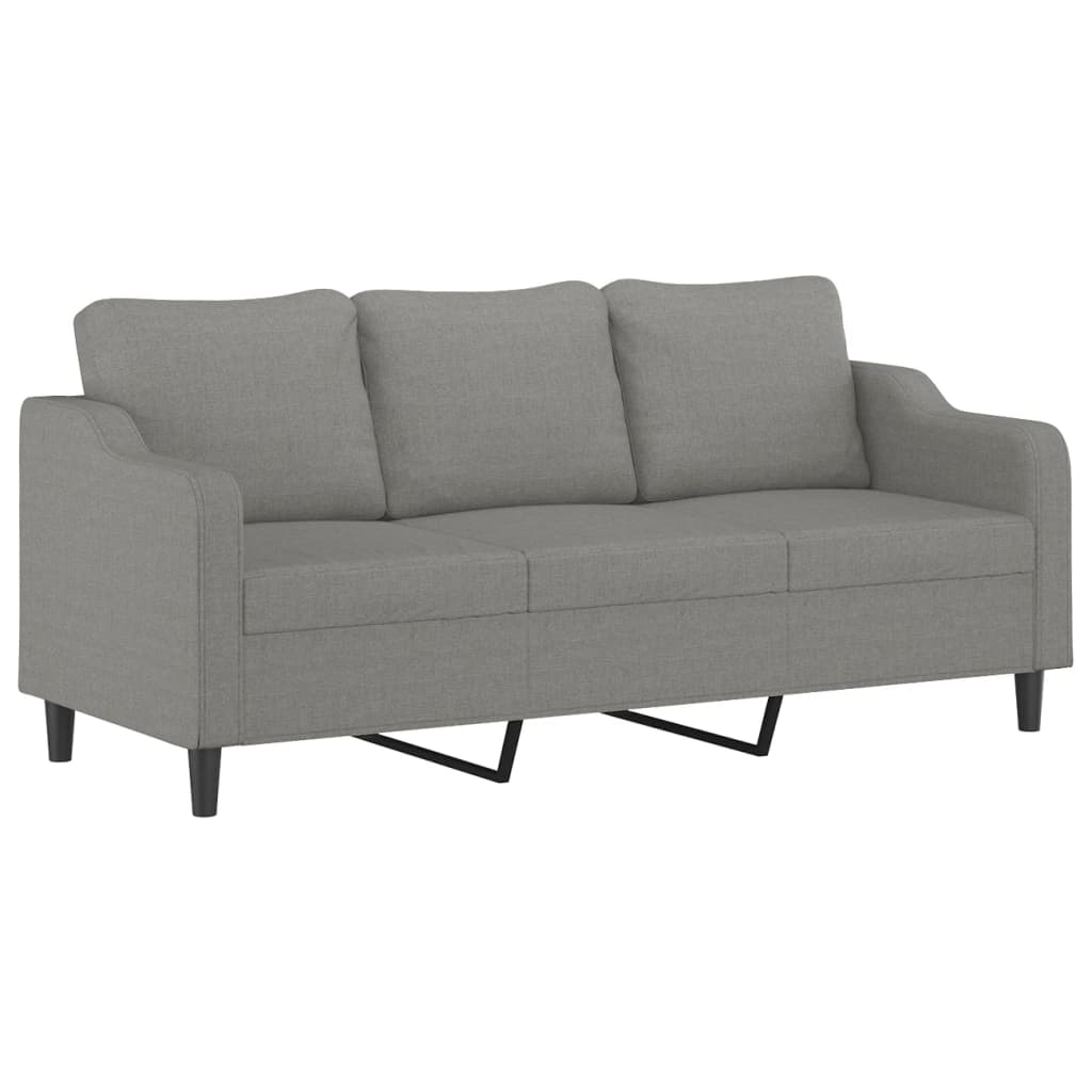 3-Seater Sofa with Footstool Dark Grey 180 cm Fabric