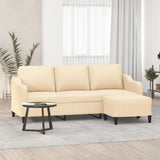 3-Seater Sofa with Footstool Cream 180 cm Fabric
