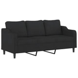 3-Seater Sofa with Footstool Black 180 cm Fabric