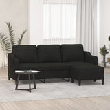 3-Seater Sofa with Footstool Black 180 cm Fabric