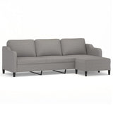3-Seater Sofa with Footstool Light Grey 210 cm Fabric