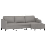 3-Seater Sofa with Footstool Light Grey 210 cm Fabric