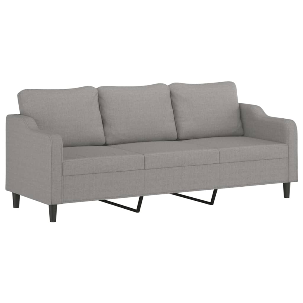 3-Seater Sofa with Footstool Light Grey 210 cm Fabric
