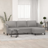 3-Seater Sofa with Footstool Light Grey 210 cm Fabric