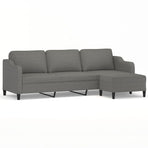 3-Seater Sofa with Footstool Dark Grey 210 cm Fabric